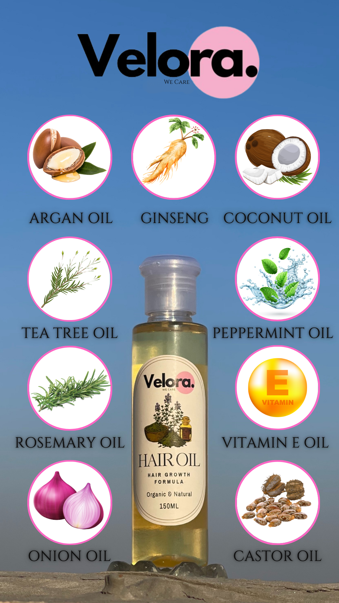 Velora Hair Growth Oil - Ginseng Infused Formula
